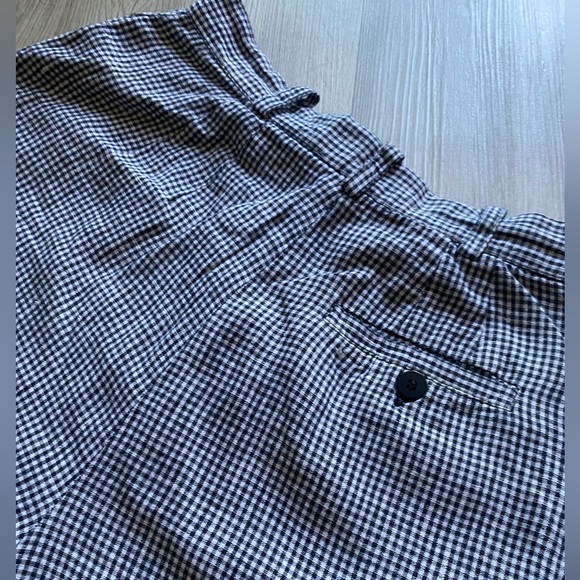Vintage 100% Linen Black & White Checkered Print Skater Y2K 90s 80s Shorts - Picture 4 of 9